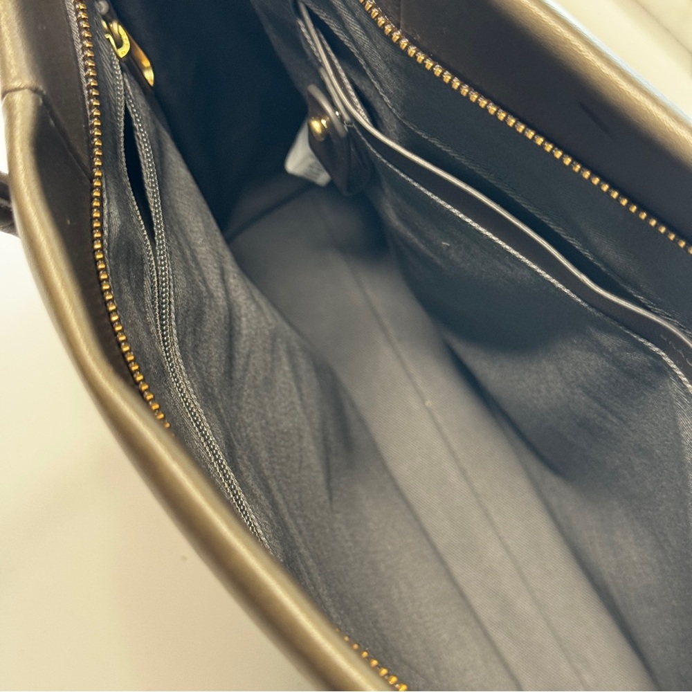 Skagen Structured Pewter Gray Leather Tote Bag Katryn Top Handle - Picture 13 of 16